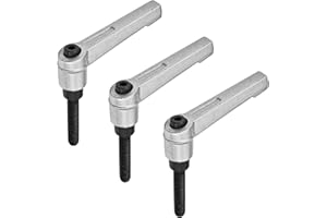 MroMax 3Pcs M6 x 30mm Clamping Lever Handle Aluminum Alloy Male Thread Adjustable Handle Lathe Machine Knob for Machinery, Woodworking and Industry Equipment Silver Tone