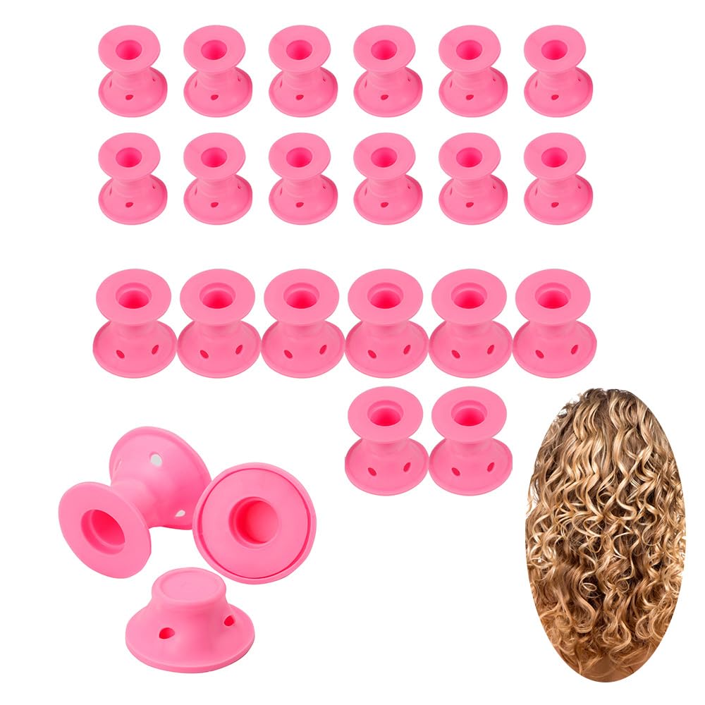 TRIXES 24 x Silicone Heatless Hair Rollers - Get Mermaid Beach Hair Overnight- Easy Heatless Curls-12 Large & 12 Small - Suitable for All Hair Types