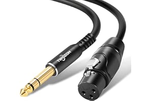 Twozoh XLR Female to 1/4 Inch (6.35mm) TRS Cable, Quarter Inch Jack Balanced to XLR Microphone Cable 6.6FT (Profesional/HiFi)
