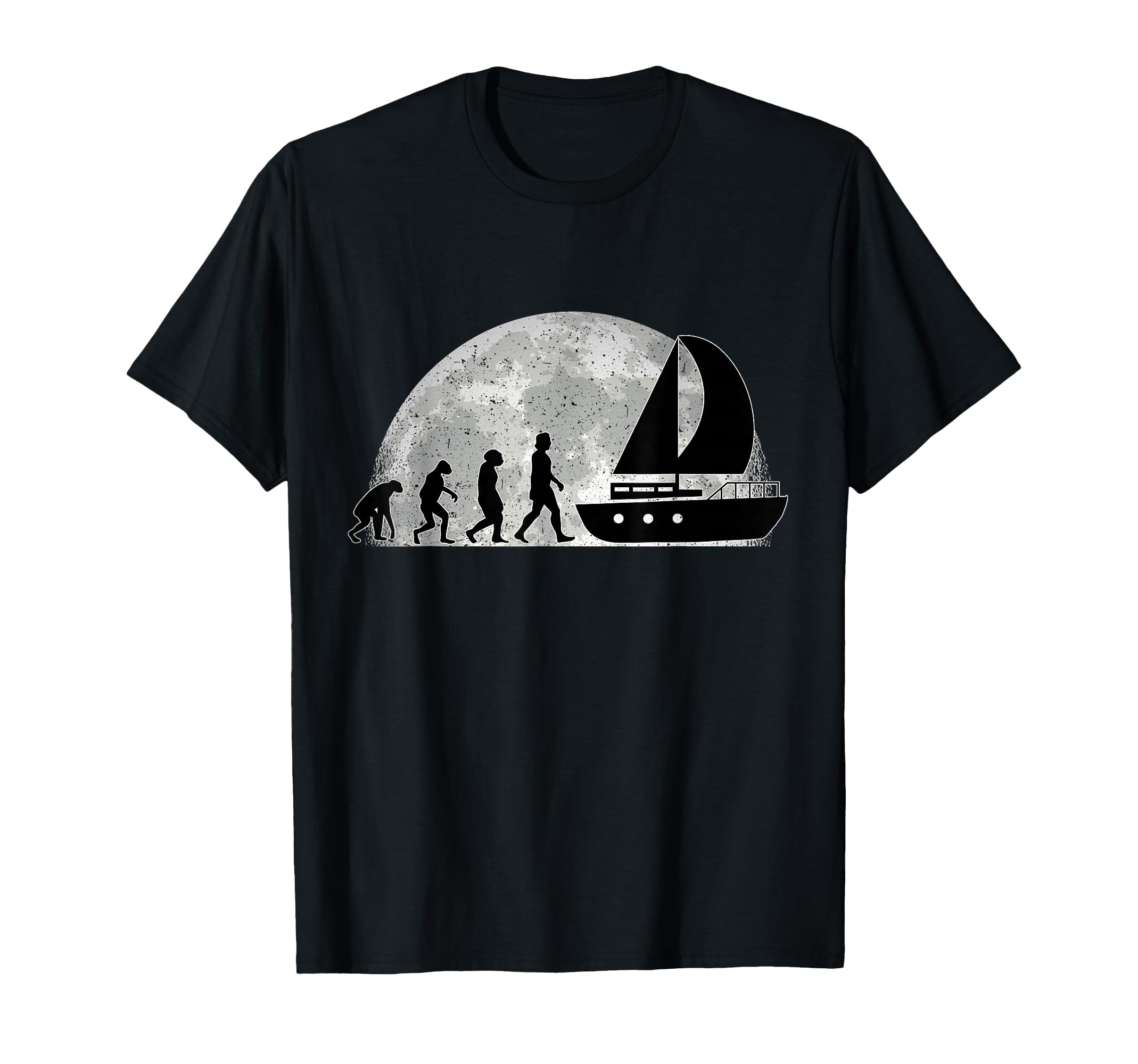 Sailing Boat Evolution Moon Captain Sailor Ship T-Shirt