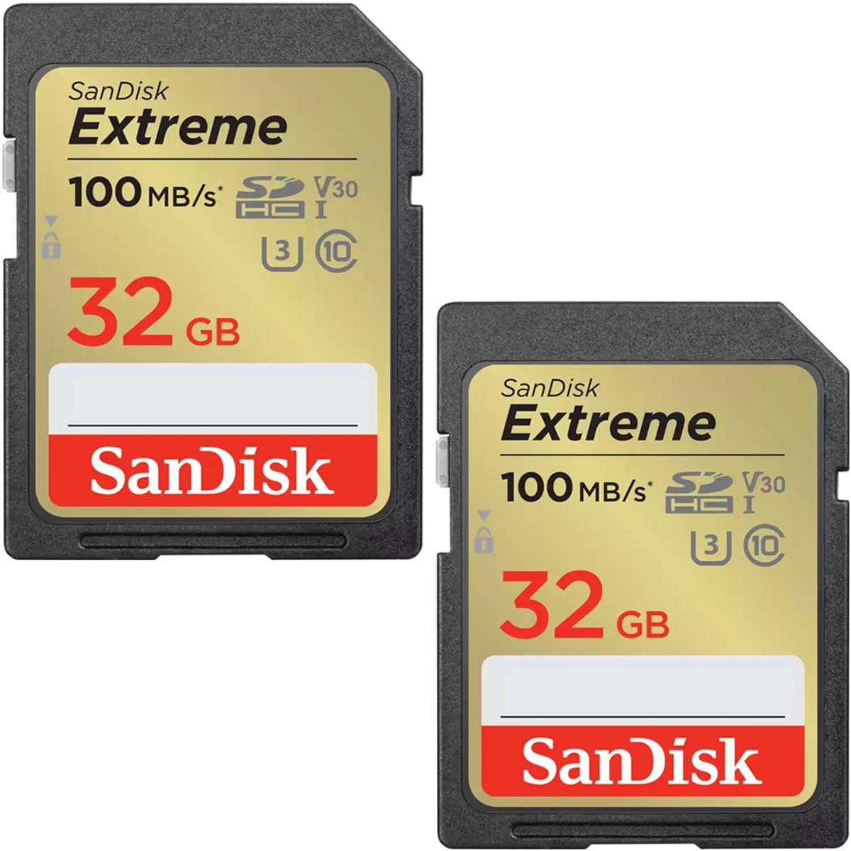 SanDisk 32GB Extreme SDHC cards (2-pack) + RescuePRO Deluxe, up to 100MB/s, UHS-I, Class 10, U3, V30 โ image 1