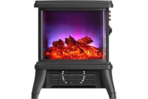 SHEERAIRE 18 inch Panoramic Window with 1500W/1650W Electric Wood Fireplace Flame Effect, 4-in-1 Independent Indoor Space Heater. Full arc 3D Panoramic Flame Effect with 3S Fast Heating