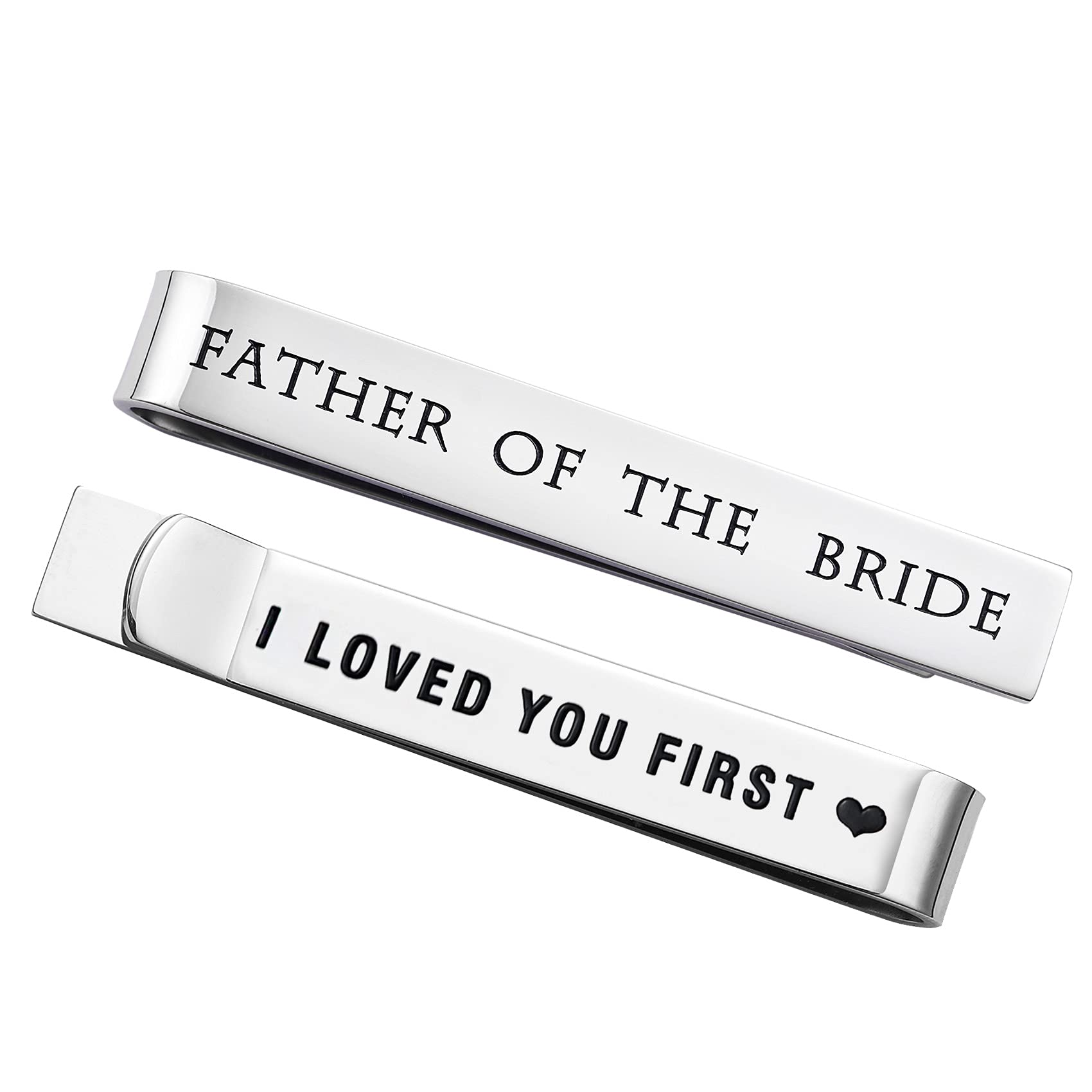 Father of the Bride Gifts Wedding Tie Clips Gifts for Groomsmen From the Bride Stainless Steel Tie Bars