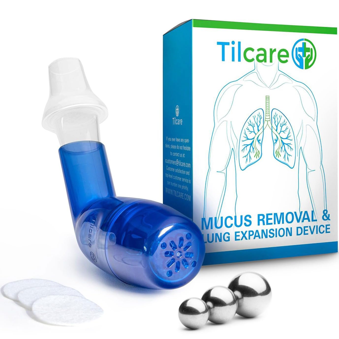 Mucus Relief Cleanser & Lung Expansion Device by Tilcare - Breathing Exerciser for Better Fitness & Sleep - Perfect Treatment Aid for COPD, Asthma, Bronchitis & Cystic Fibrosis - OPEP Flutter Machine