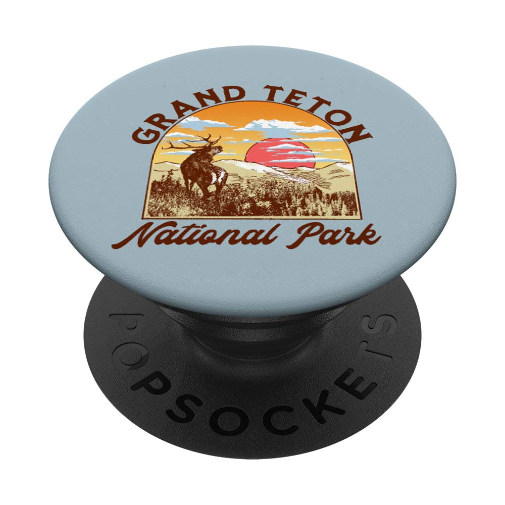 Grand Teton National Park Elk Vintage Artistic Graphic PopSockets Grip and Stand for Phones and Tablets