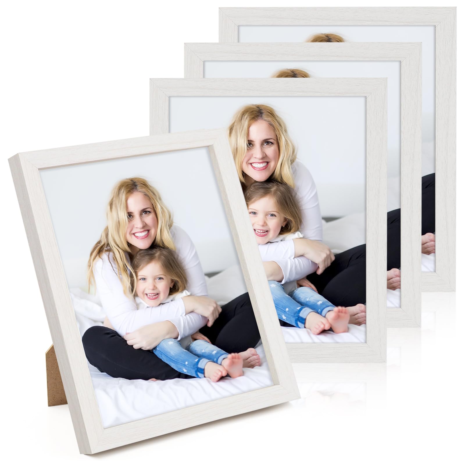 WenYa 8x10 White Photo Frames, 4 Pack 10x8 Picture Frames Wall and Desktop Horizontal Vertical 25.4x20.3cm Frames for Family Pictures Display (White, 8x10-4pack)