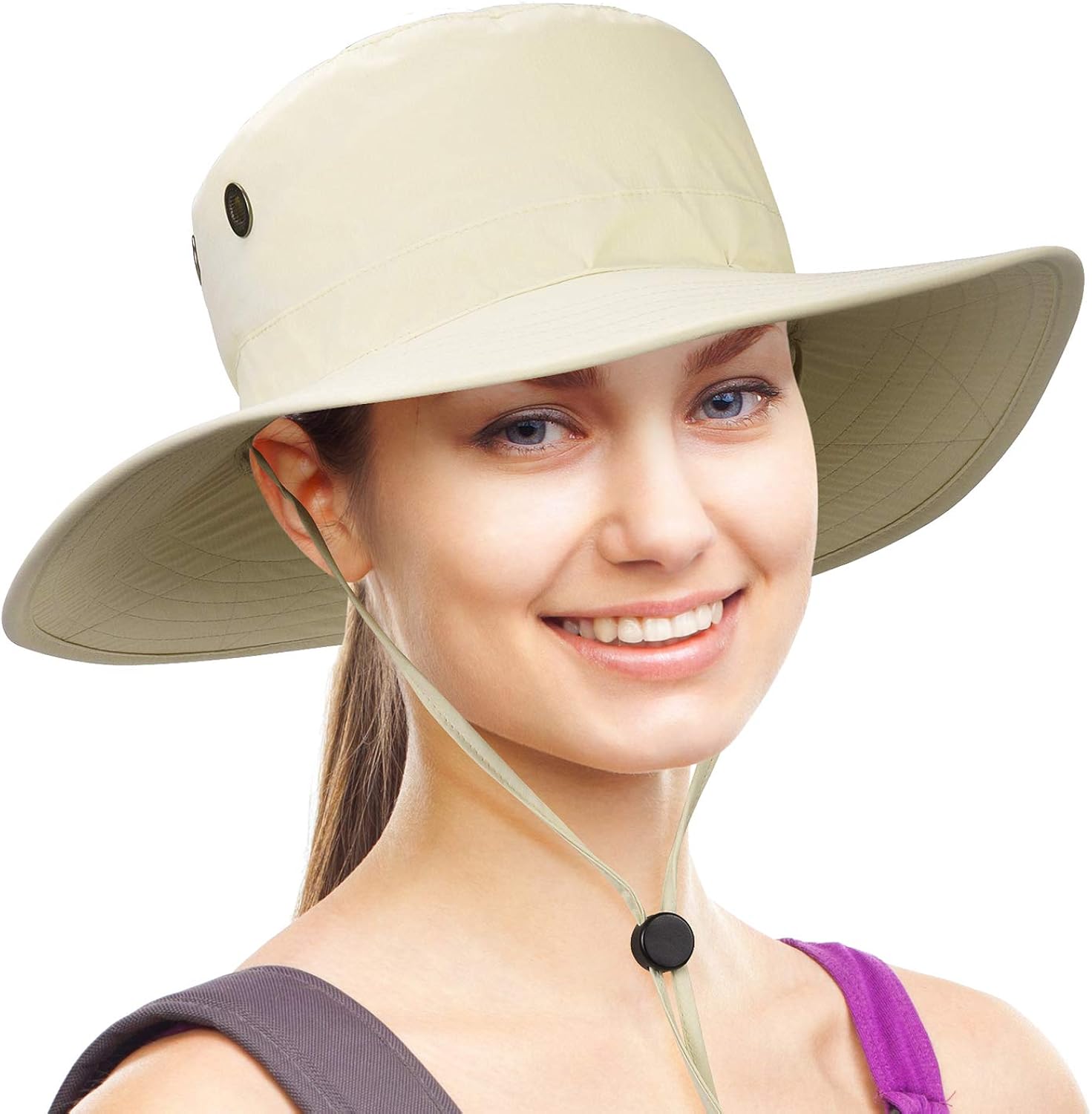 Waterproof Sun Hat Outdoor Wide Brim Bucket Boonie Cap for Safari Hiking Fishing: Clothing