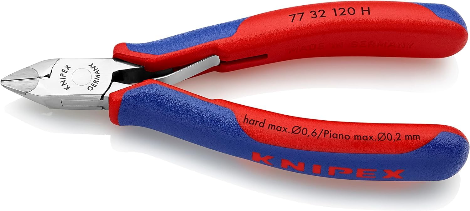 KNIPEX Electronics Diagonal Cutter with Carbide Cutting Edges with Multi-Component Handles 120 mm, 77 32 120 H