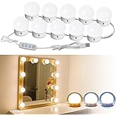 HELOIE Led Vanity Mirror Lights,Vanity Lights for Makeup Dressing Mirror Lighting,10 Dimmable Bulbs,Adjustable Light Color & 