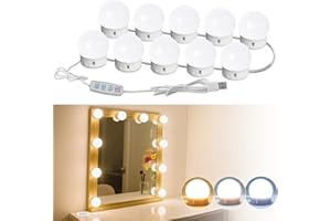 HELOIE Led Vanity Mirror Lights,Vanity Lights for Makeup Dressing Mirror Lighting,10 Dimmable Bulbs,Adjustable Light Color & Brightness,USB Cable,Mirror not Included