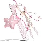 Angyape Cute Leather Star Keychain for Women Pink Bag Charms Purse Charms for Handbags Bow Beaded Rope Rabbit Accessories