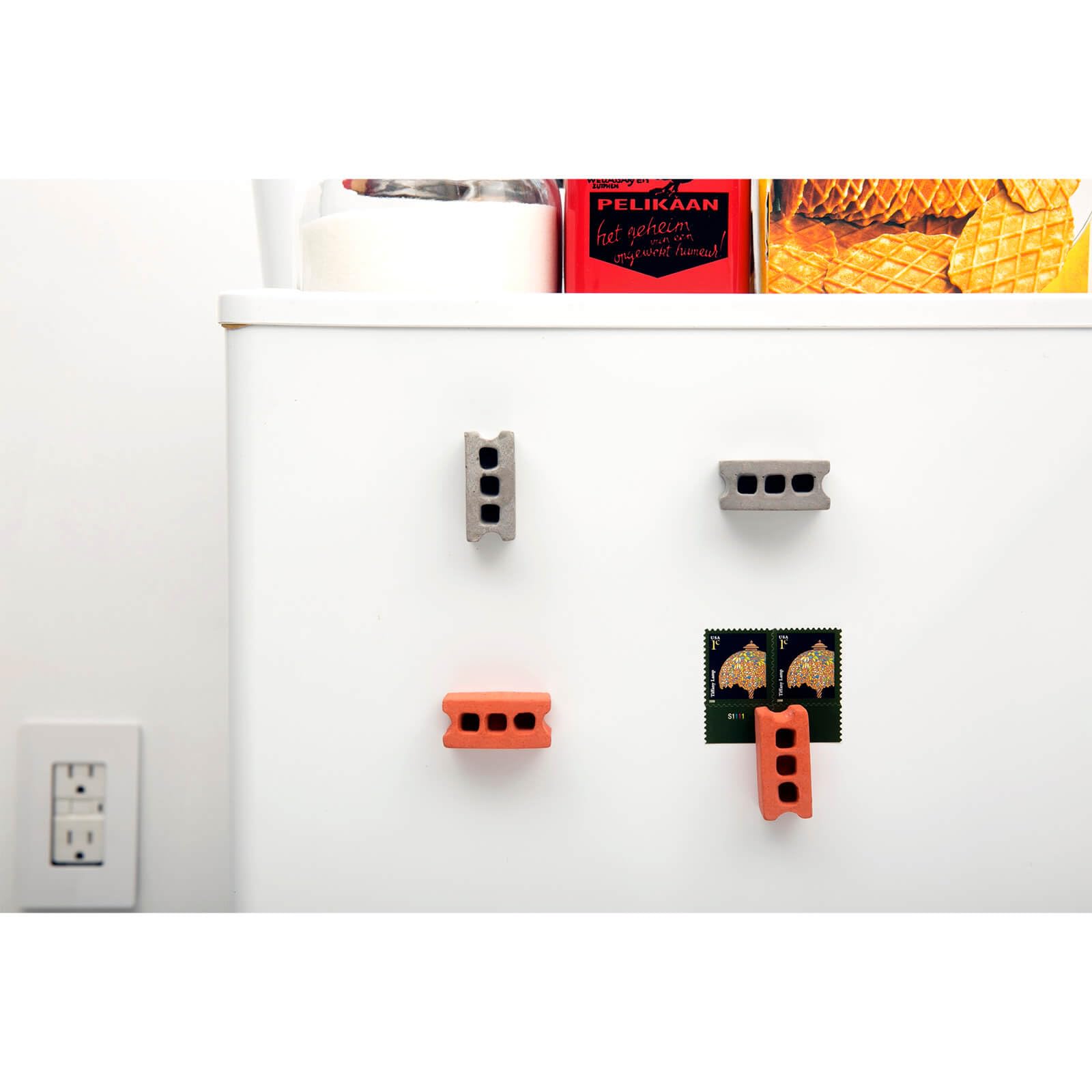 Kikkerland MG78 Concrete Brick Magnets, Set of 4, Multi-Coloured