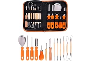Sanfoelek Pumpkin Carving Tools Kit, 14 Piece Professional Professional Pumpkin Cutting Supplies Tools Kit Stainless Steel Le