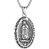 HZMAN Stainless Steel Virgin Mary - Our Lady of Guadalupe Pendant Necklace