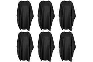 Black Hair Salon Cape, 6 Pack Waterproof Haircut Capes for Adults Unisex Hairdressing Shampoo Capes Professional Salon Barber Hair Dye Cape for Women Men HairStylist and Home Use, 59×47 In