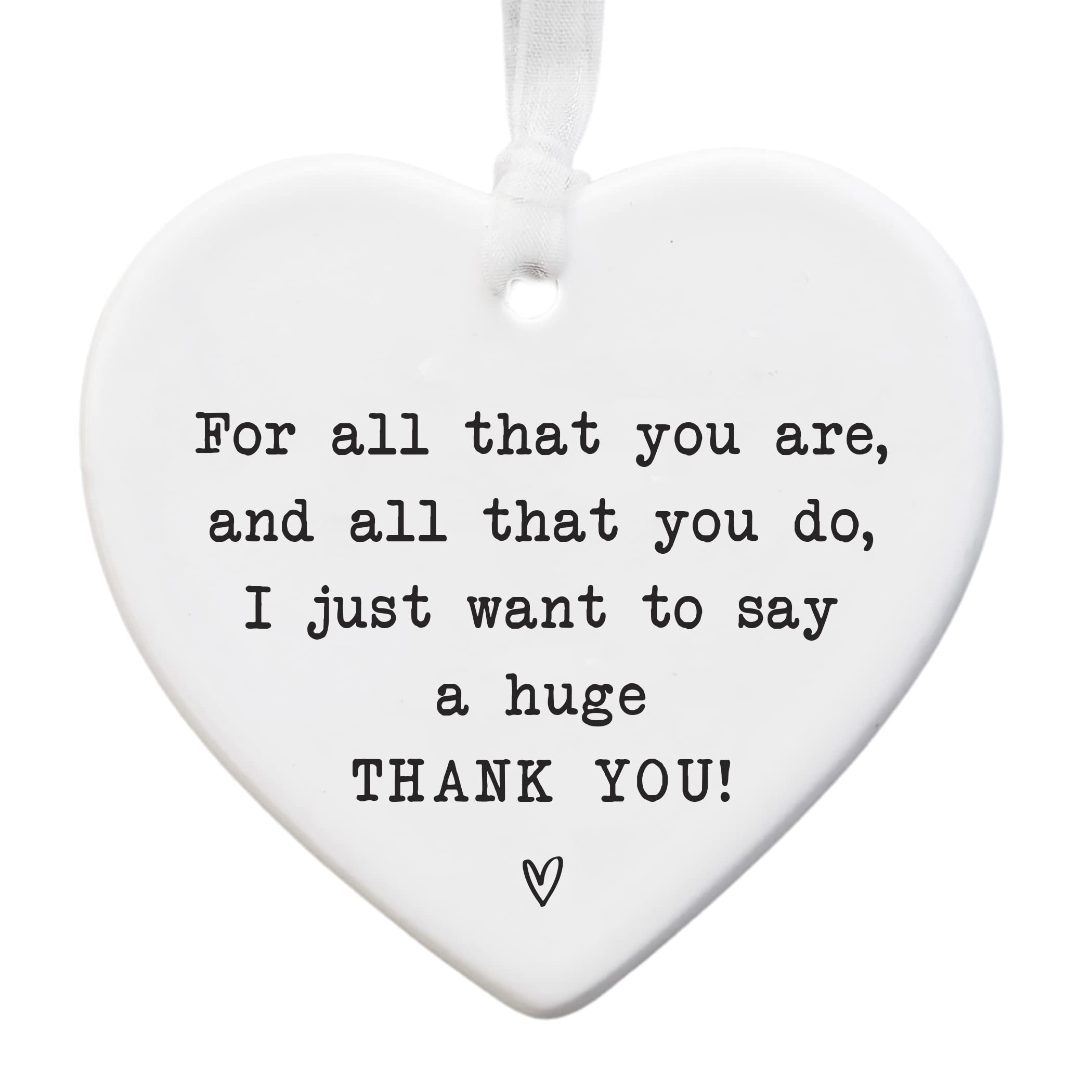 Thank You Ceramic Heart Keepsake – “For All That You Are…” Appreciation Gift – Hanging Ornament – 8cm x 7cm