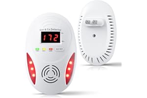 VILFET Carbon Monoxide Detectors and Natural Gas Detector, Carbon Monoxide Detectors Plug in, Dual Alarms Gas Leak Detector with Light - Natural, Co Leak Detection for Home, RV Essentials, White, 1Pcs
