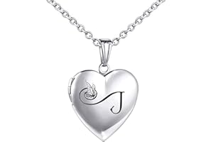 MUERDOU Butterfly Locket Necklace that Holds Pictures Initial Alphabet Letter Heart Shaped Photo Memory Locket Pendant Necklace