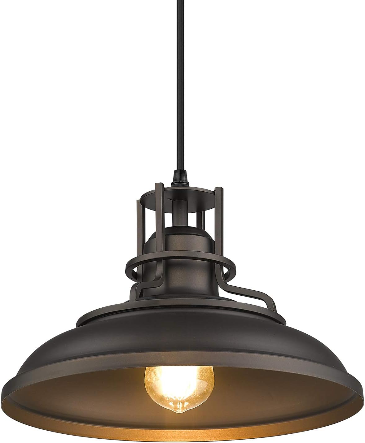 FEMILA Barn Pendant Light, Farmhouse Vintage Hanging Light Fixture Adjustable Height, Oil Rubbed Bronze Finish, 4FY15-MP ORB - - 