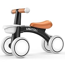 Umatoll Bicicletta Senza Pedali per 1 Anni, Bicicletta Equilibrio per Bambini 12-24 Mesi con Cestino, Giocattolo per Bici per i più Piccoli Baby, Primo Regalo di Compleanno (Nero)