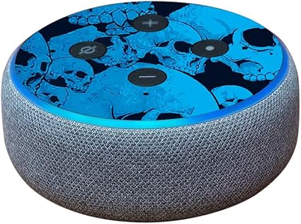 Amazon Mightyskins スキンデカール ラップ Amazon ステッカー 保護カバー 100のカラーオプション Amazon Echo Dot 3rd Gen Amedot3 Blue Skulls Mightyskins ポータブルオーディオ