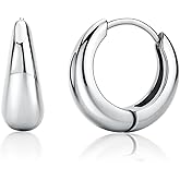 U UWorld 18K Gold Plated Hoop Earrings Stainless Steel Hypoallergenic Earrings Gold and Silver Two Tone Cuff Earring Hanging Round Pendant Statement Earrings for Women