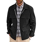 Runcati Mens Safari Jacket Military Full Zip Cargo Jacket Windproof Multi Pocket Outdoor Field Coat