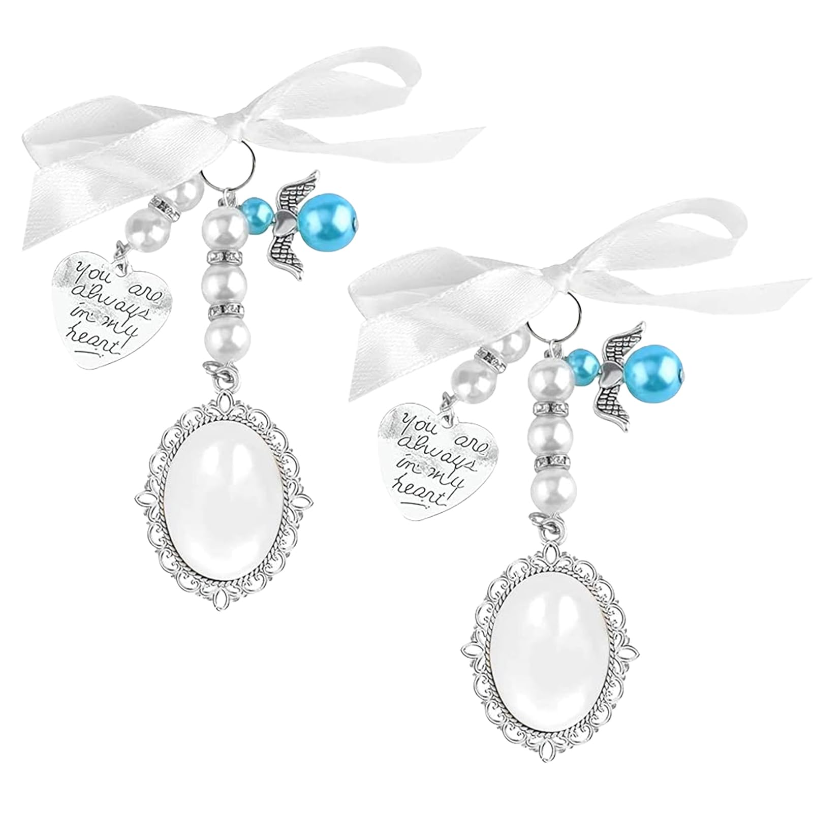 GIEEU 2 PCS Bouquet Photo Charm,Bridal Bouquet Charm,Wedding Memorial Pendants,Memorial Gift For Bride Groom for Bridal Party,Wedding Anniversary, Engagement Decorations