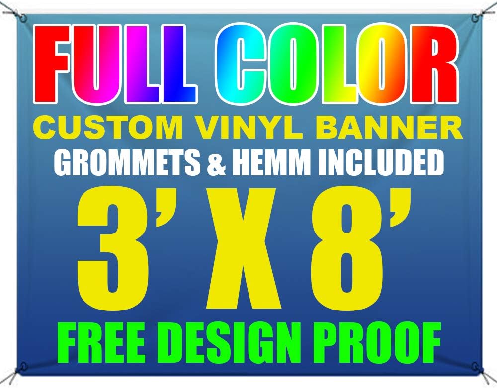 Amazon Com 3 X 8 Full Color Printed Custom Banner 13oz Vinyl