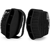 Silicone Body Scrubber 2 Pcs Silicone Loofah Exfoliating Body Scrubber for Men and Women Soft Silicones Shower Scrubbers with Handle Silicones Bodys Brush for All Skin Lather Well Black