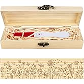 CHGCRAFT Pregnancy Test Keepsake Box Flowers Butterflies Wooden Pregnancy Announcement Gifts Box with Raffia Ribbon and Lock Announcement Gifts for Dad Husband, 8x2x1.2inch