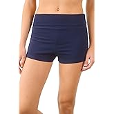 Pure Look Women’s Fold Over Waist Stretch Cotton Active Yoga Shorts