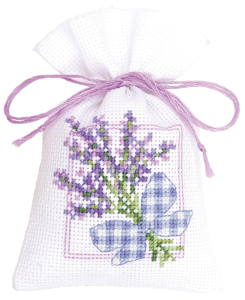 Vervaco PP Bag Lavender Bow Counted Cross Stitch Kit, Multi-Colour