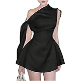 Floerns Women's Elegant Off The Shoulder Mini Dress Tie Side Sleeveless Formal A Line Dresses