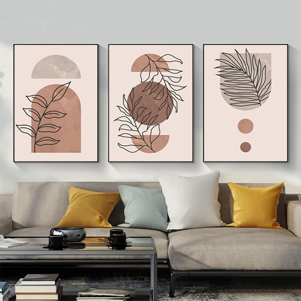 PYNVDD Set of 3 Posters Abstract Botanical Leaf Print Posters, Modern Abstract Bohemian Posters, Without Frame (Picture-03.50 x 70 cm x 3 Pieces)
