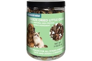 JADINGSFARM Freeze Dried Little Quail, 3 Oz Quail Dogs Cat Treats, Single Ingredient Freeze Dried Cat and Dog Treats Delicious Training Snacks, Natural Food Healthy Animal Protein Pet Food