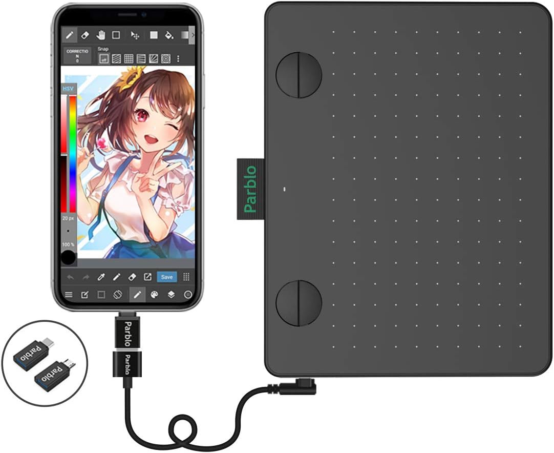 Parblo A640 V2 Drawing Tablet with 8192 Levels Pressure Battery-Free Pen, 6 x4 Inch Pen Tablet Compatible with Android Windows Mac OS for Digital Artworks, Elearning, Remote Working (Black): Computers & Accessories