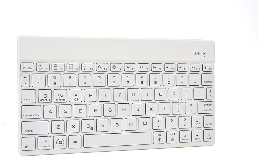 Wireless Bluetooth Keyboard, HSZCTech 7-Color Backlit LED Wireless Bluetooth QWERTY Keyboard with Rechargeable Battery for IOS, Android, Windows System, PC, Tablet and Smart Phone（Ultra Light & Slim）White