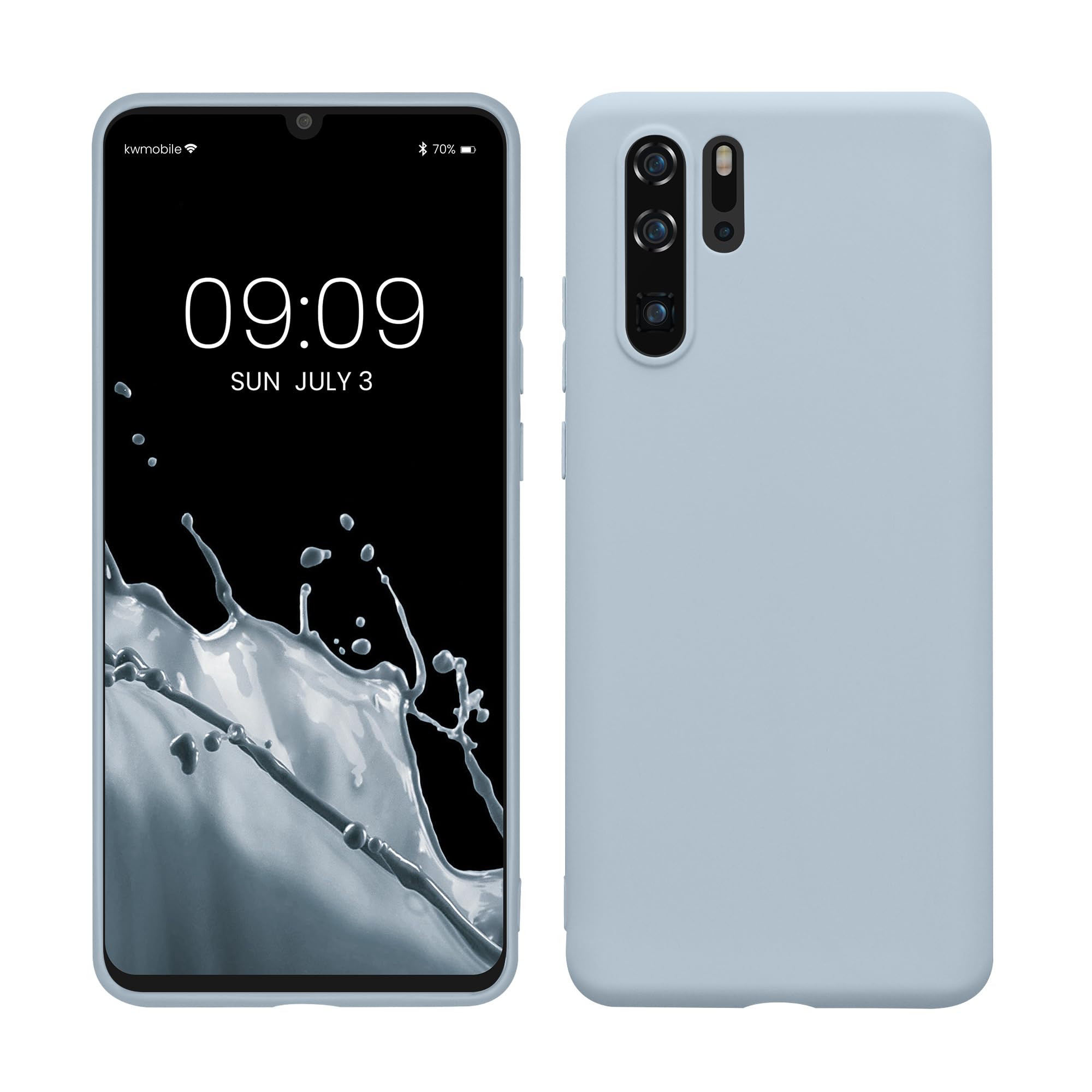 kwmobile Case for Huawei P30 Pro Case - Soft Cover - Shockproof TPU Material - Wireless Charging - Light Blue Matte