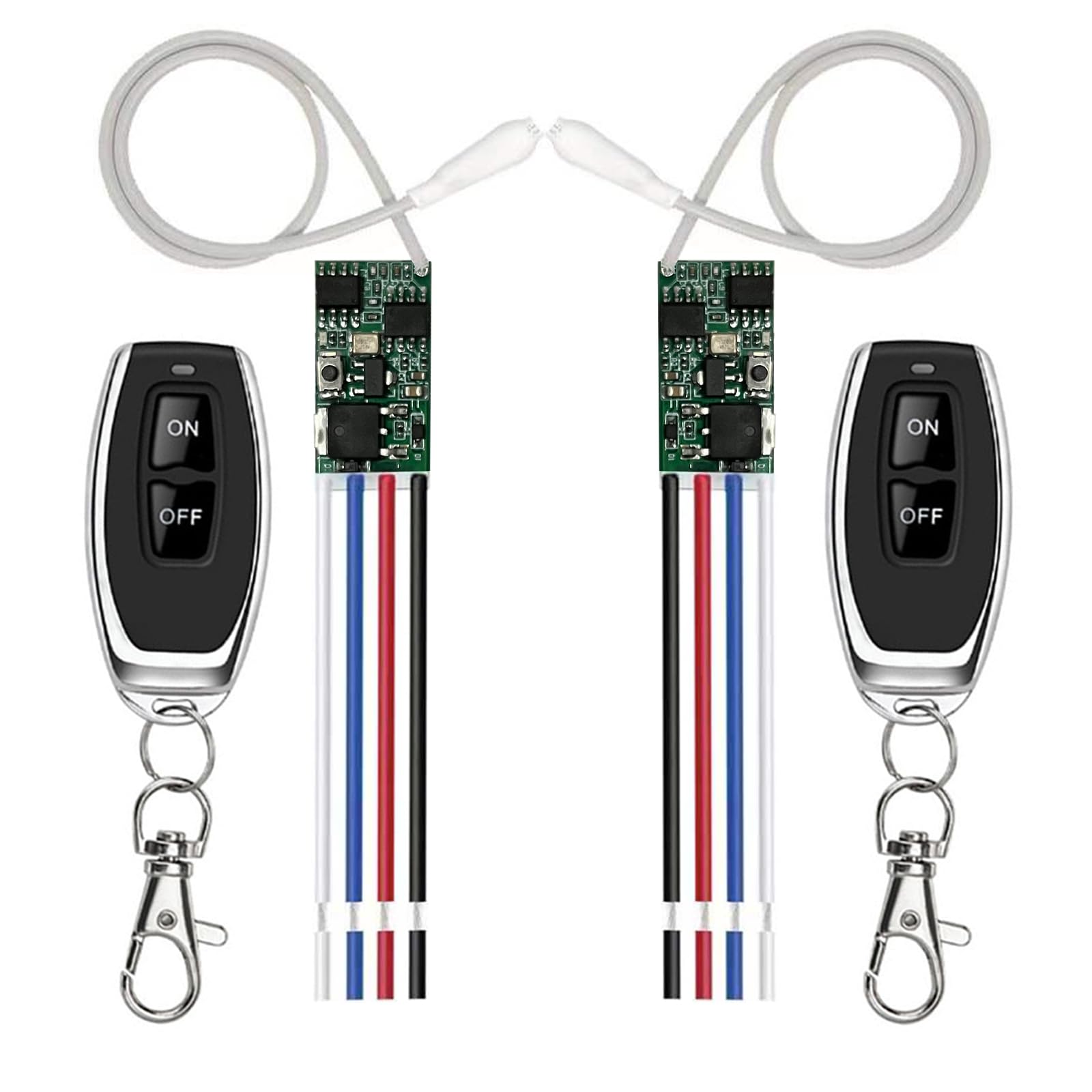 Photo 1 of 433MHz Universal Wireless RF Remote Control Switch DC 6V 12V 24V 1CH Channel Relay Wireless Secure RF Remote Control Switches Transmitter and Receiver kit, Momentary Toggle Latched Delay Mode(2 Pack)