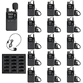 AGJ Wireless Tour Guide System, Tour Guide Microphone and Speaker, Tour Guide Headsets 1 Transmitter 15 Receivers 1 Charger Court Church Translation System for Factory School