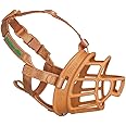 BASKERVILLE ULTRA MUZZLE - Patented Humane Design, Breathable, Dog can Pant and Drink, Adjustable, Padded, Dog Training Muzzle for Small Dogs, Prevents Biting, Wildlife Scavenging (Size 2, Tan)