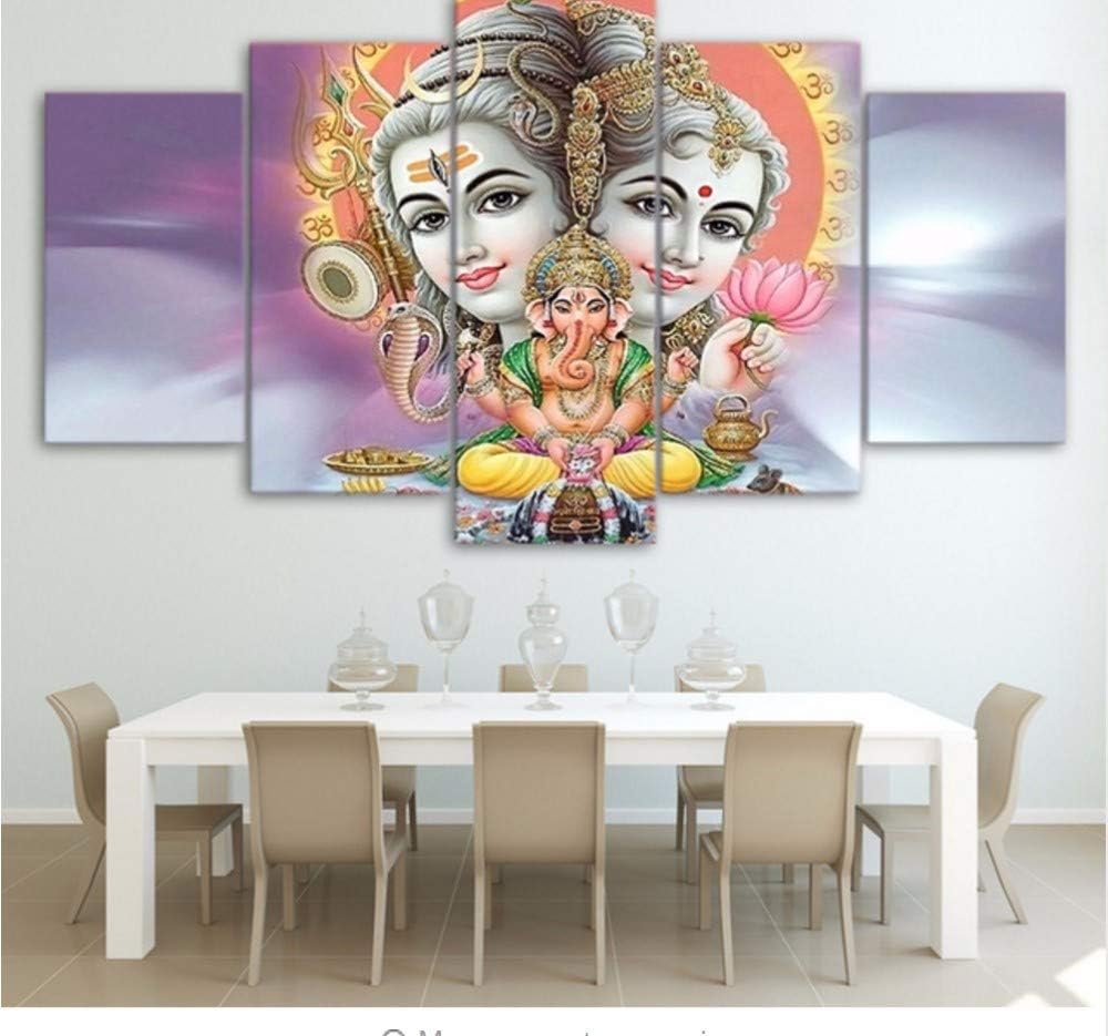 cmdyz (No frame) r Painting Canvas Wall Art Pictures Home Decor 5 Pieces Indian Mythology Hindu God Elephant Modern HD Printed Poster