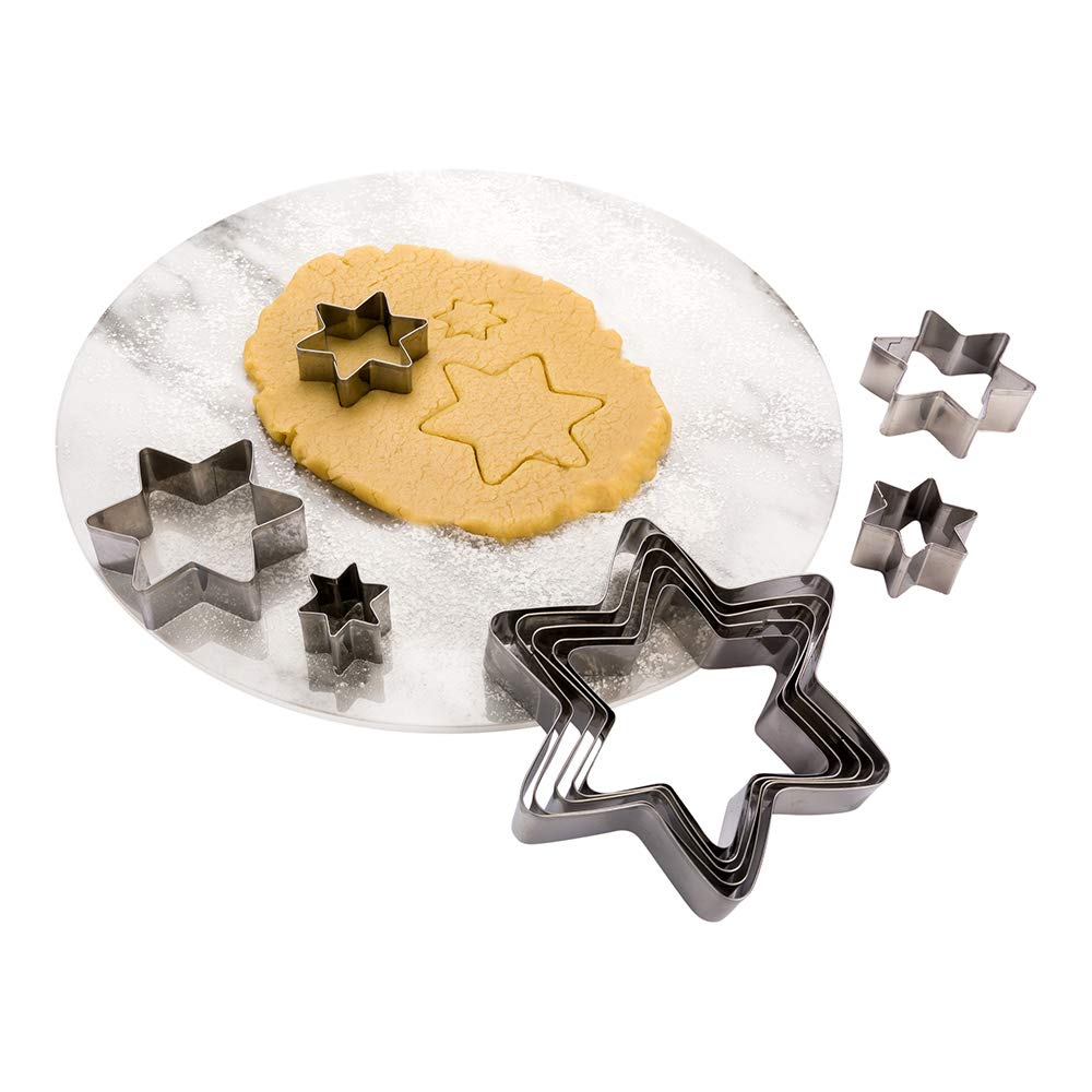Restaurantware-5.5 x 3 Inch Star Cookie Cutter Set, 1 Nesting Star Fondant Cutter Set - 10 Pieces, Corrosion-Resistant, Metal 4th of July Cookie Cutters, Dishwashable, for Desserts and Treats