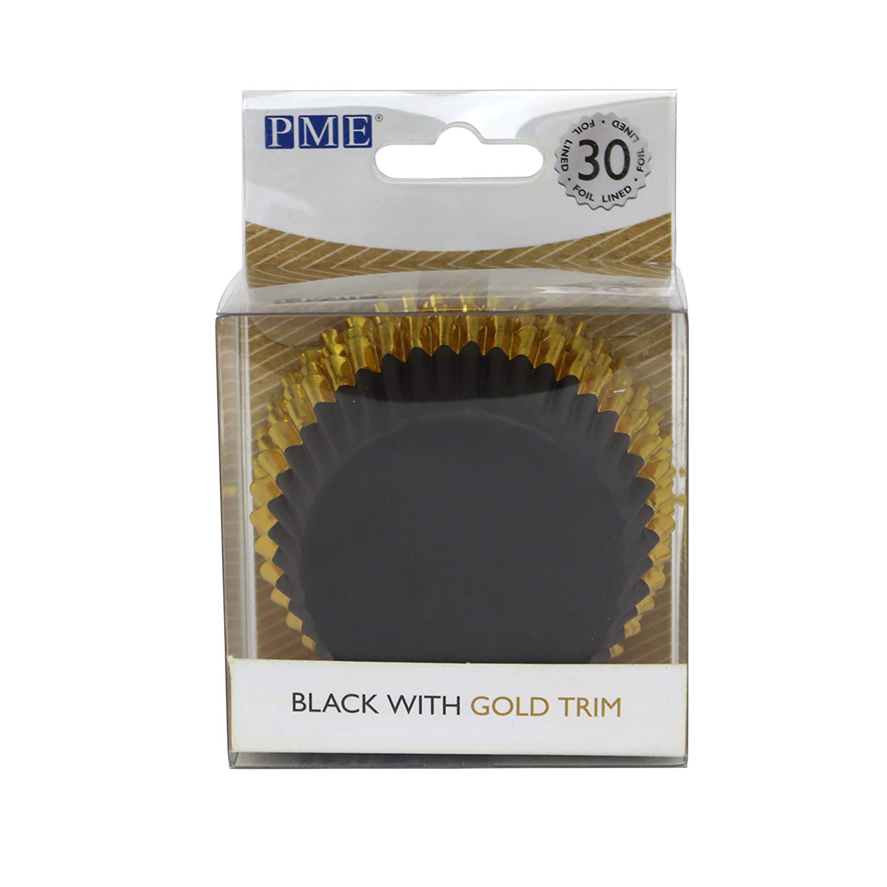 PME BC836 Black with Gold Trim Foil Coated Cupcake Cases - 30 Pack