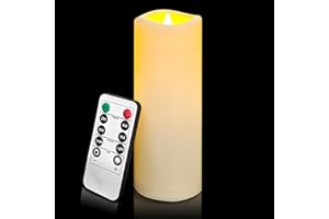 candlesee LED Flameless Candles Pack of 1, Outdoor Waterproof Candle with Remote Control& Timer, Indoor Battery Operated Flickering Pillar Fake Candles Long Lasting for Patio, Larterns, Wedding, Porch