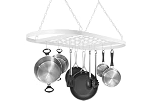 Sorbus Pot and Pan Rack for Ceiling with Hooks - Decorative Oval Mounted Storage Rack - Multi-Purpose Organizer for Home, Res