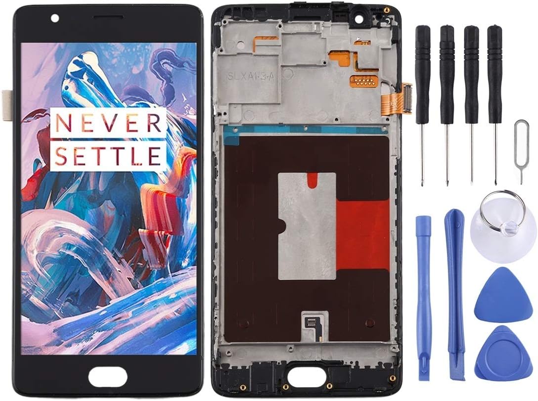 Replace the touch screen TFT Material LCD Screen and Digitizer Full Assembly with Frame for OnePlus 3 / 3T A3000 A3010(Black) (Color : Black)