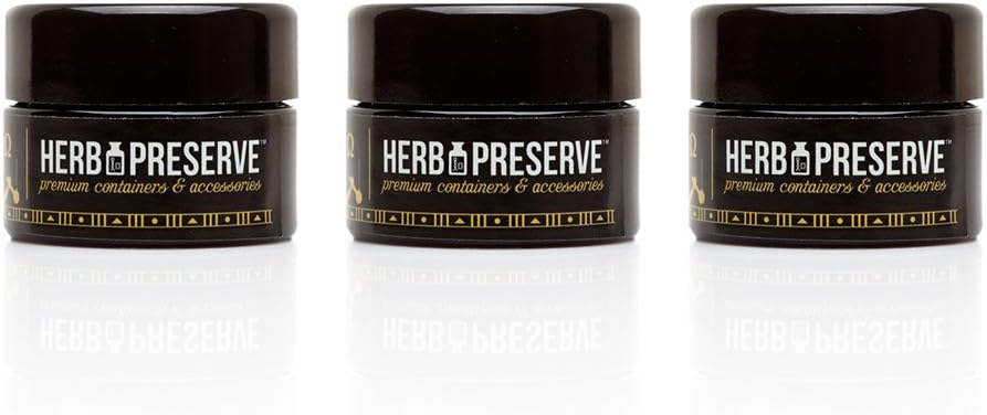 Herb Preserve Gram (15 Ml) Capacity Pocket Size Screwtop Jar Black Ultraviolet Refillable Glass Stash 3-Pack Set