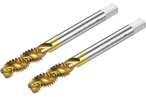 uxcell 2pcs Spiral Flute Thread Taps, 5/16-18 UNC H2 Screw Threading Tap, Titanium Coated 6542 High Speed Steel Machine Tappi